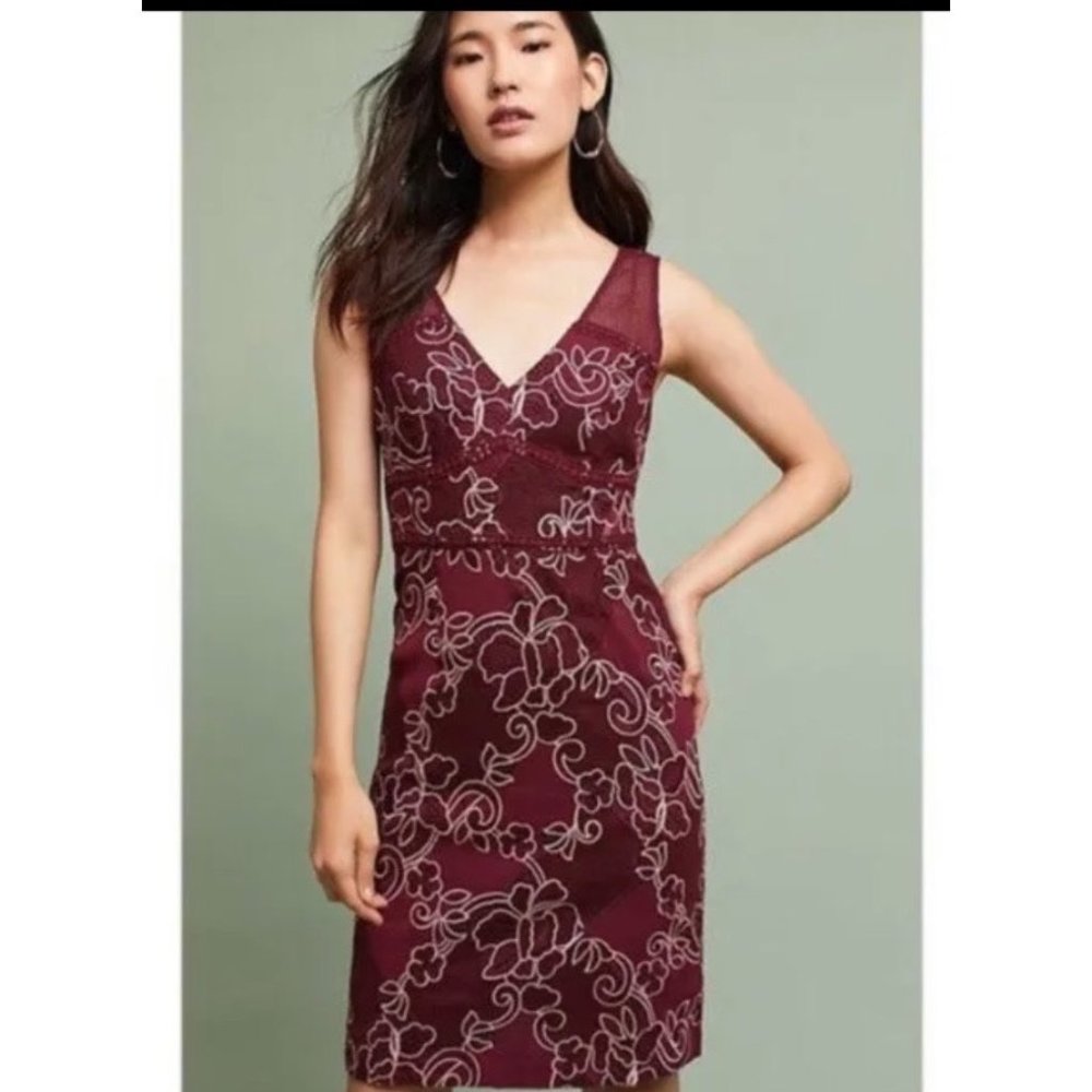 Anthropologie Moulinette Soeurs Lace Dress sz 4 Maroon